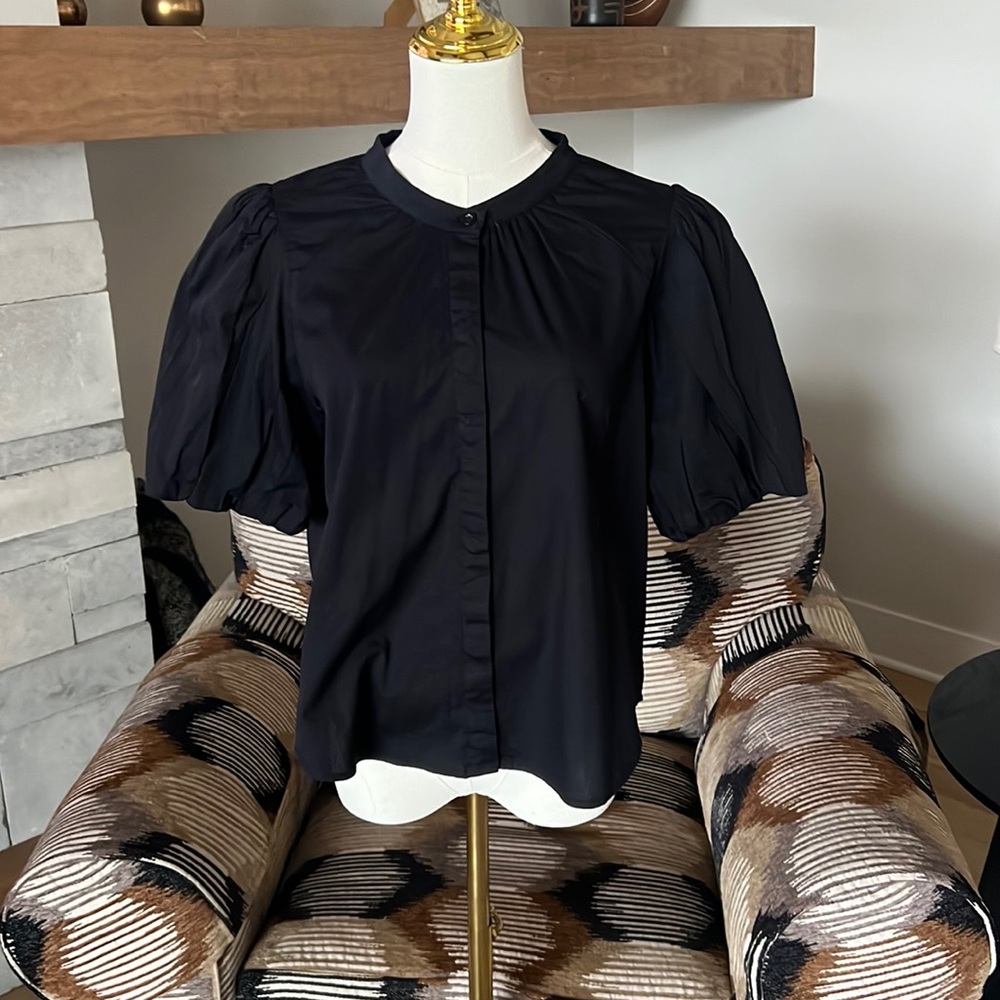 Evereve Felix Puff Sleeve Poplin Top